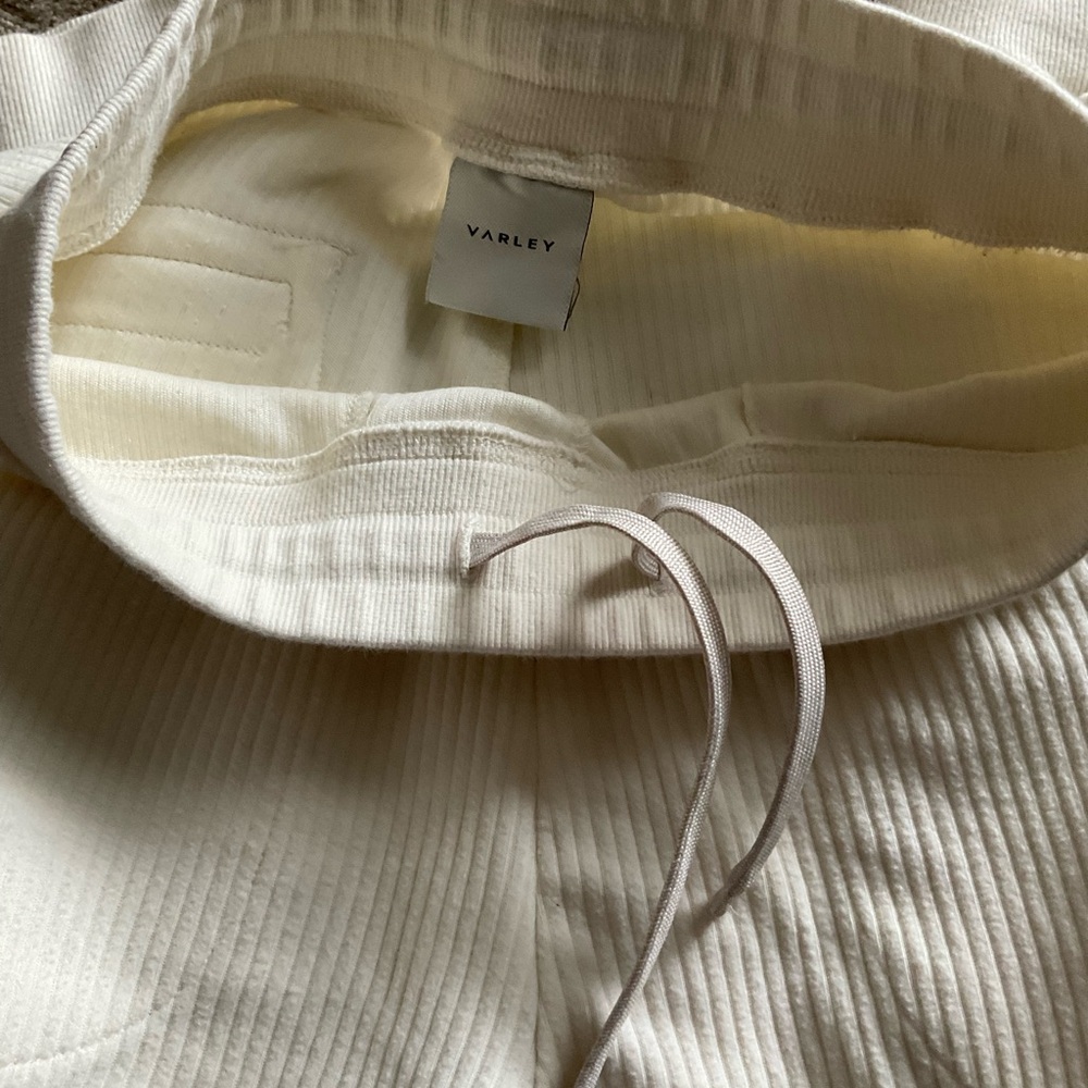 Varley White Ribbed Track Pants - Picture 3 of 7